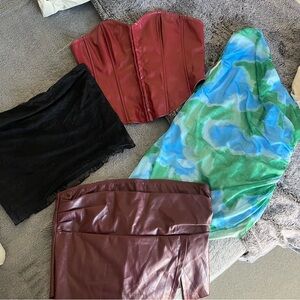 SHEIN Burgundy Faux Leather Corset Top